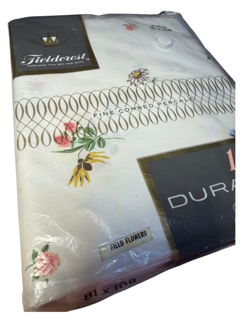 Vintage Fieldcrest Duracale Full Flat Sheet 81x108 Floral Field Flowers NOS - Picture 2 of 6